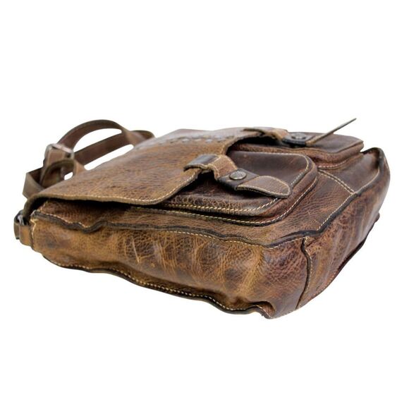 ROOMY Patricia Nash BROWN GENUINE LEATHER FLAP X-BODY SHOULDER BAG HANDBAG PURSE - Picture 7 of 16